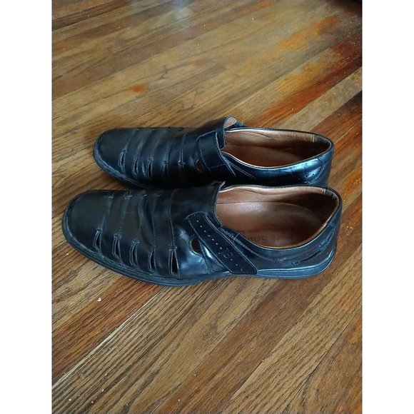 Joseph Seibel Lionel Men's Shoes Black US 9.5 Leather Slip on Fisherman Loafers - Picture 3 of 9